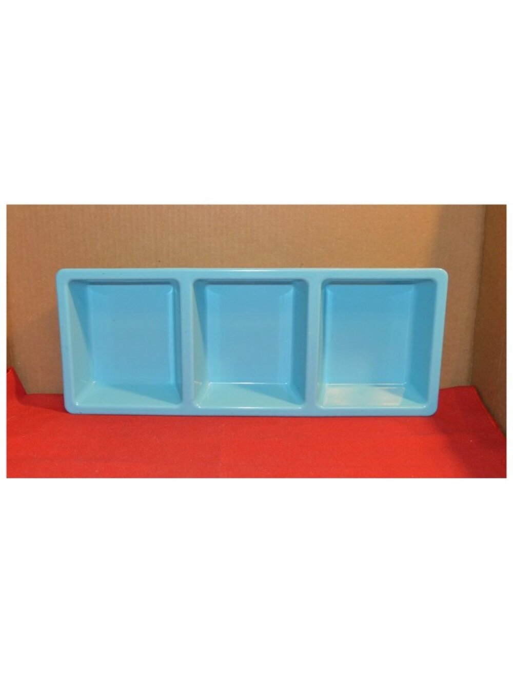 3 Compartment Condiment Dip Sauce Serving Bowl BLUE Melamine Plastic ~14-3/4" L